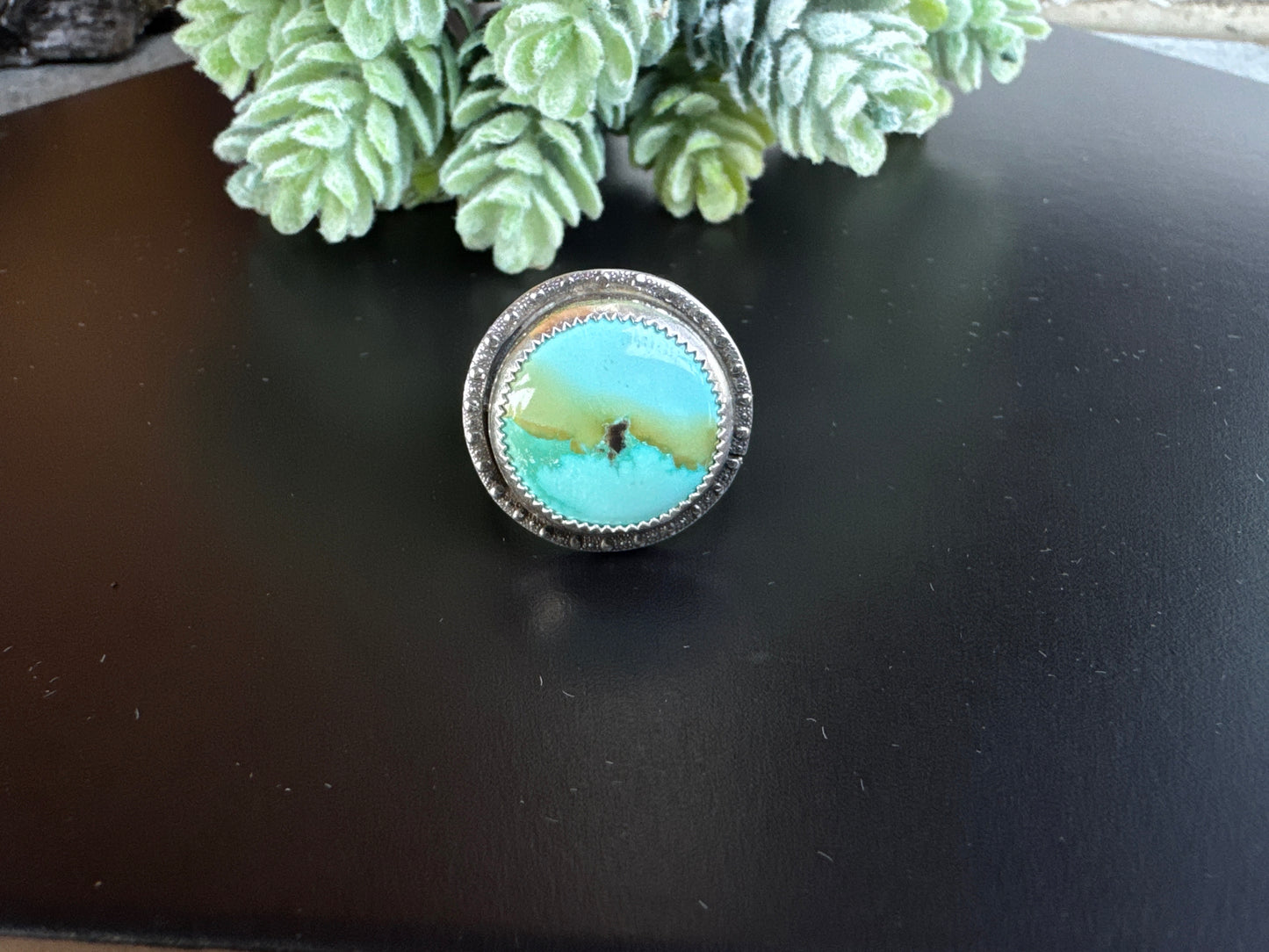 Turquoise Statement Ring - Aqua Blue/Green Turquoise With Amazing Matrix