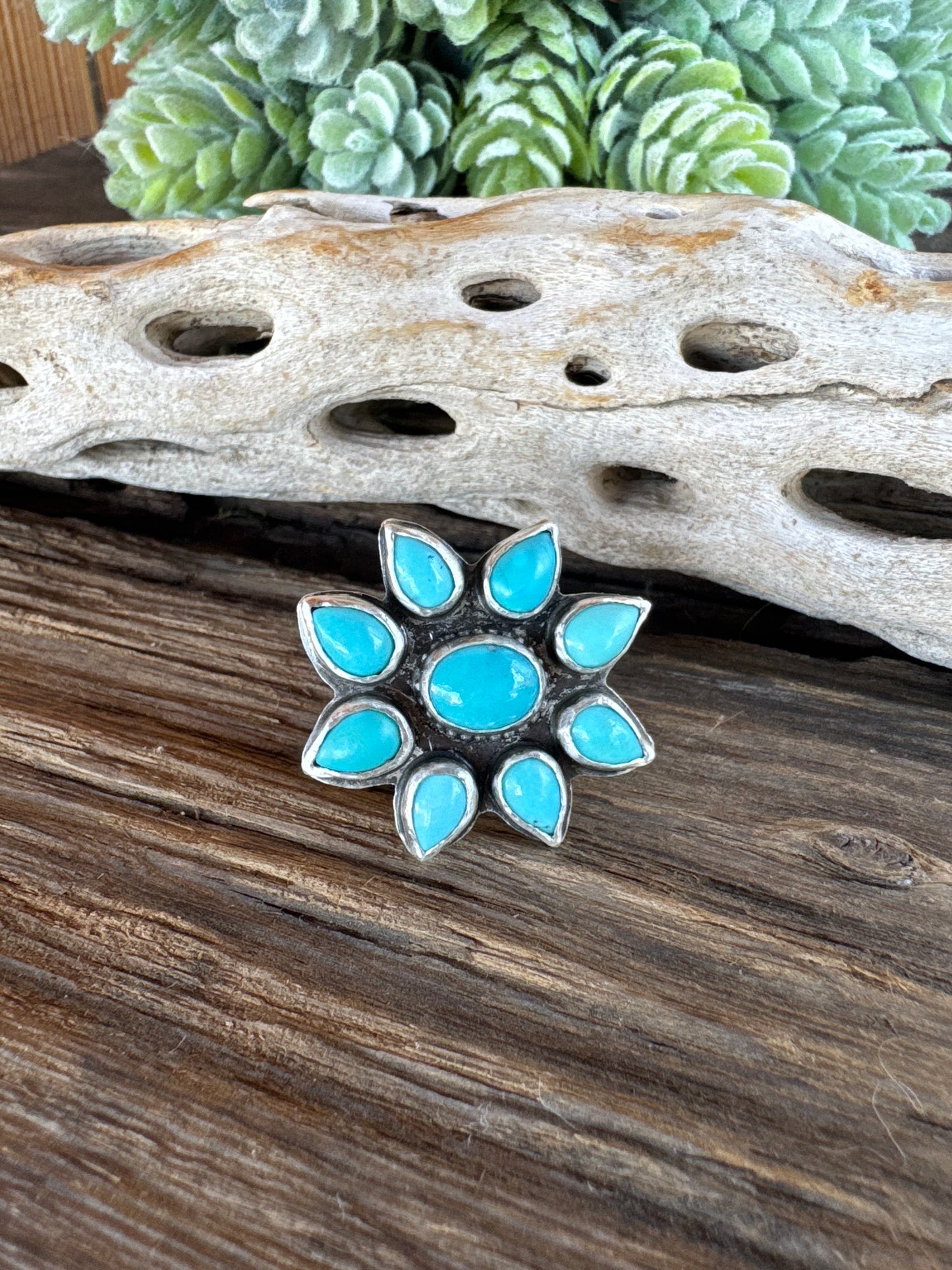 Kingman Turquoise Cluster Ring