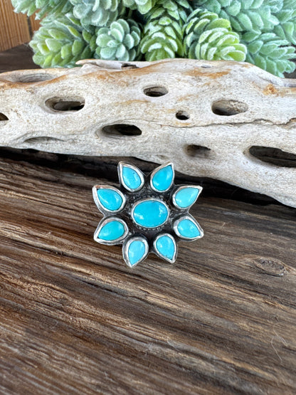Kingman Turquoise Cluster Ring