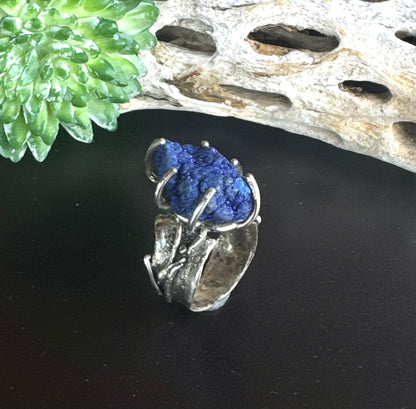 Raw Blue Azurite Statement Ring
