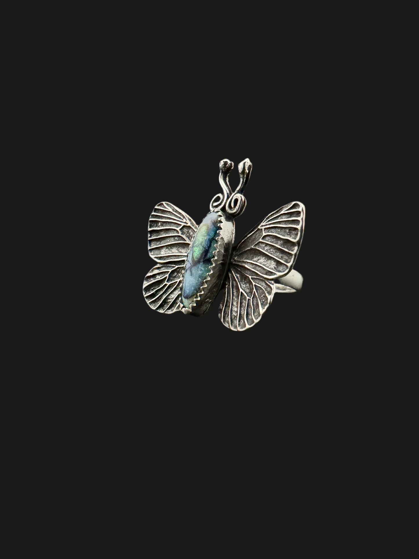 Sterling Opal Butterfly Ring