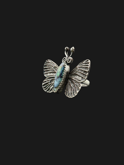 Sterling Opal Butterfly Ring