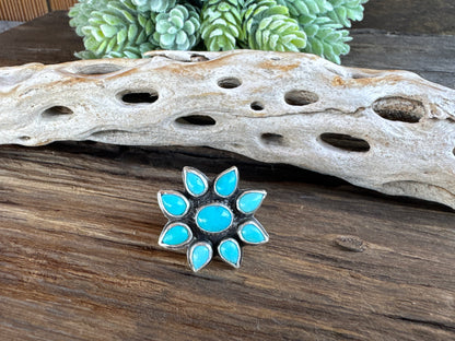 Kingman Turquoise Cluster Ring