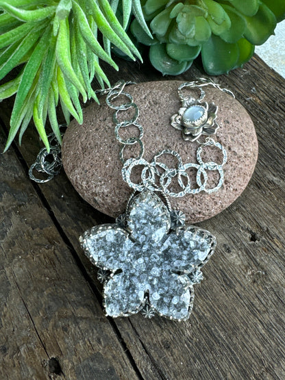 Amethyst Druzy Flower Necklace