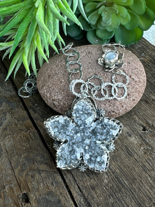 Amethyst Druzy Flower Necklace