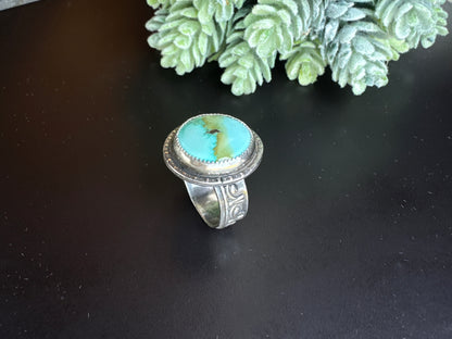 Turquoise Statement Ring - Aqua Blue/Green Turquoise With Amazing Matrix