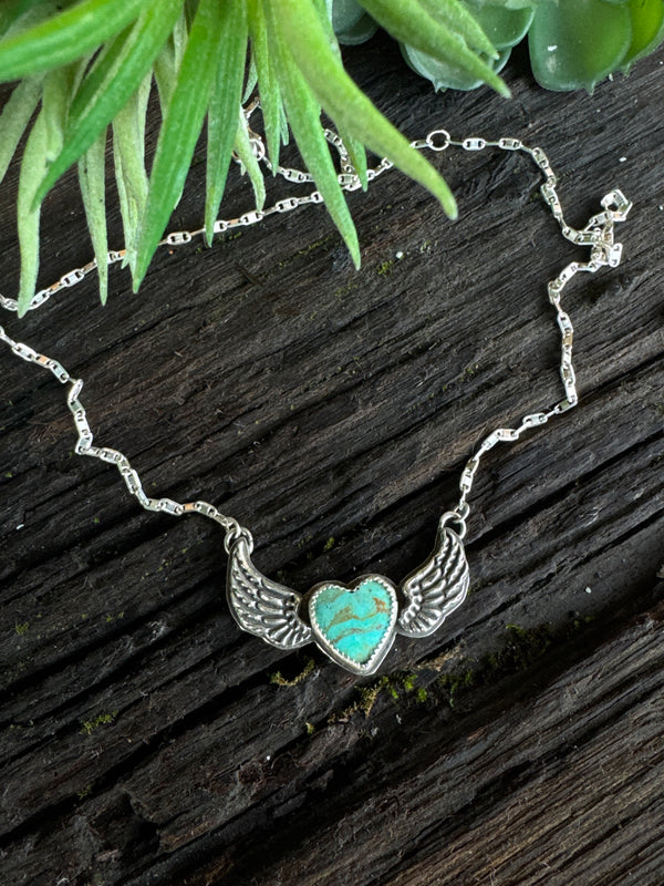 Angel Wing Kingman Turquoise Necklace – Embezzled Metals