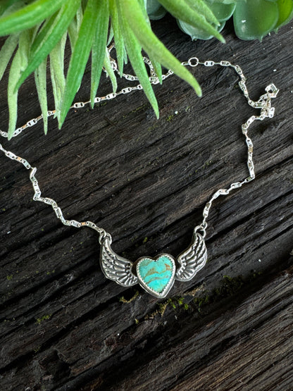 Angel Wing Kingman Turquoise Necklace
