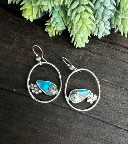 Turquoise And Sterling Pebble Earrings