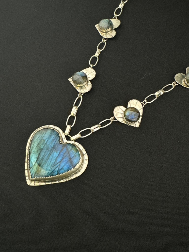 Labradorite “Love” Heart Statement Necklace