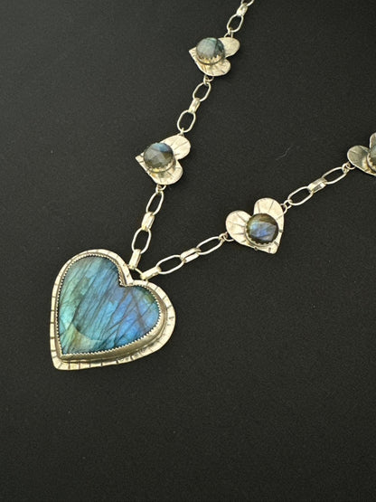 Labradorite “Love” Heart Statement Necklace