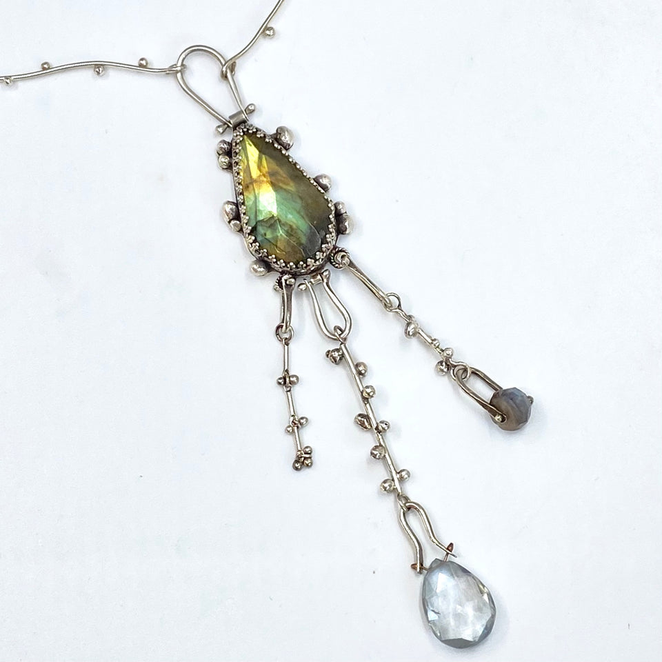 Labradorite And Sterling Silver with Gemstone CharmsAbundance 