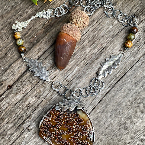 Fossilized Ammonite Sterling Silver Statement Necklace