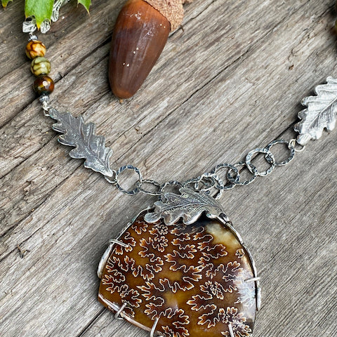 Fossilized Ammonite Sterling Silver Statement Necklace