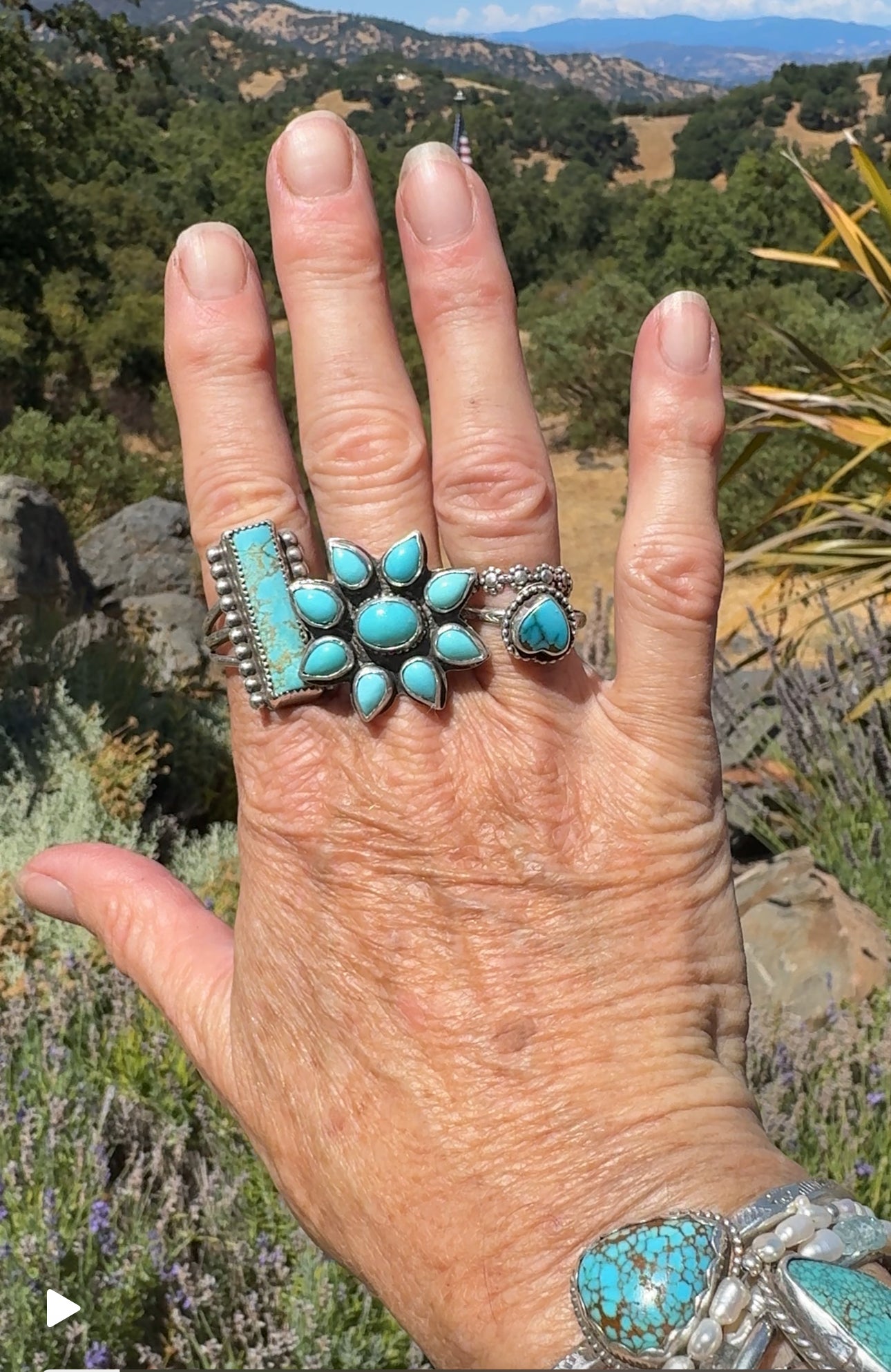 Kingman Turquoise Cluster Ring