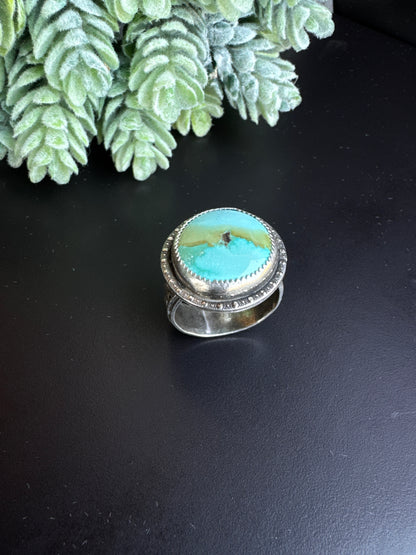 Turquoise Statement Ring - Aqua Blue/Green Turquoise With Amazing Matrix