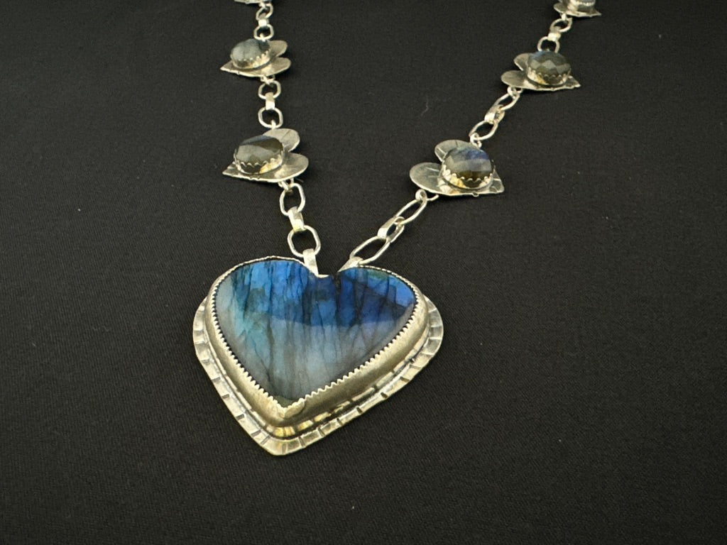 Labradorite “Love” Heart Statement Necklace