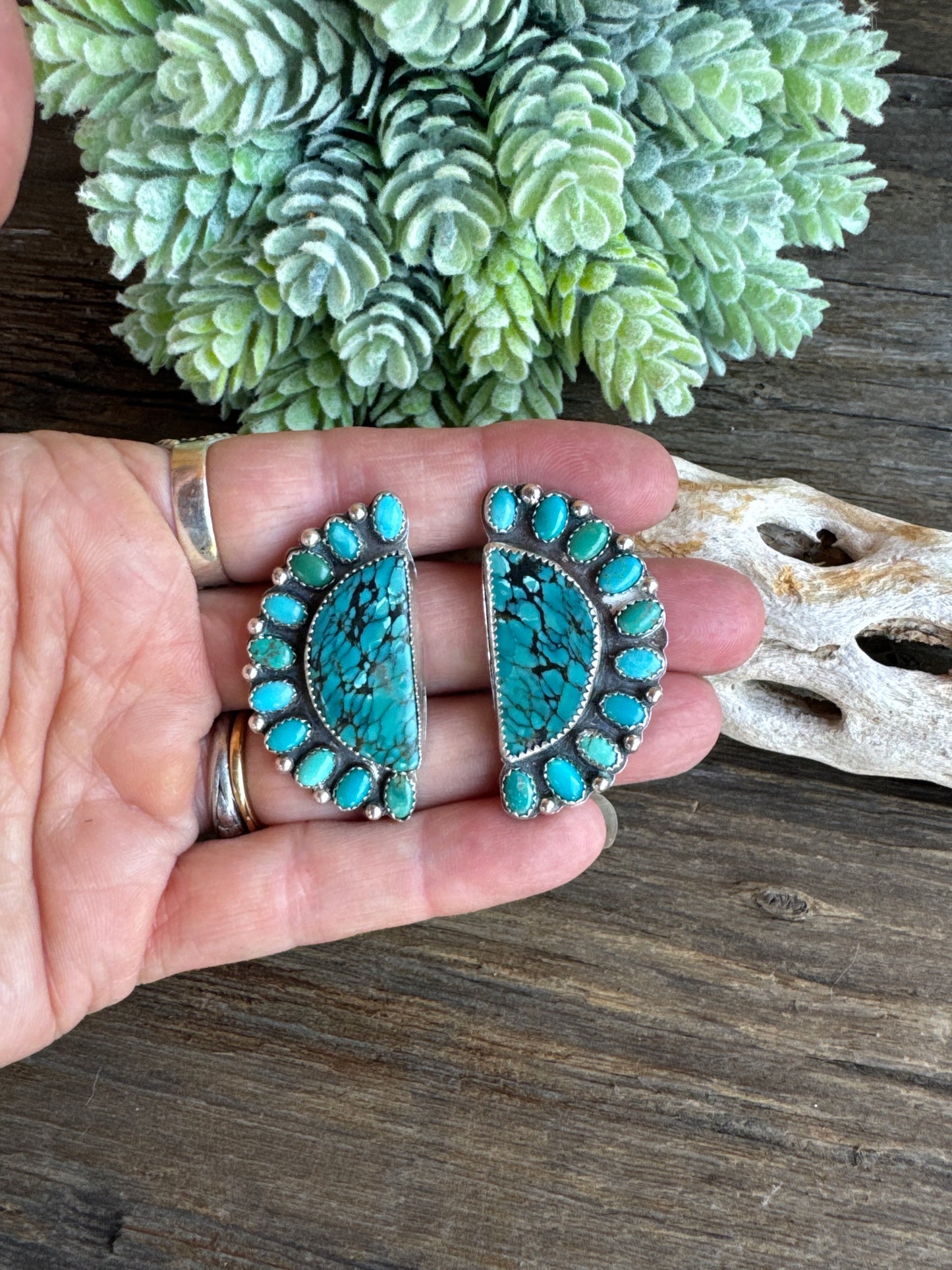 Large Kingman Turquoise Cluster Post Earrings