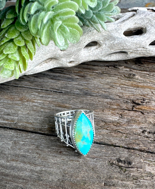 Sterling And Turquoise Castle Ring