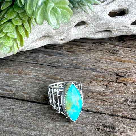 Sterling And Turquoise Castle Ring