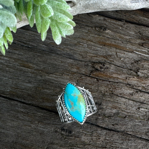 Sterling And Turquoise Castle Ring