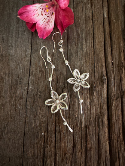 Sterling Plumeria Everyday Dangle Earrings