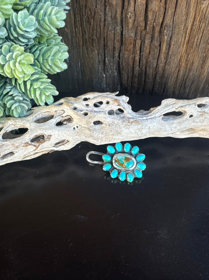 Kingman Turquoise & Sterling Silver Cluster Keychain Purse clip