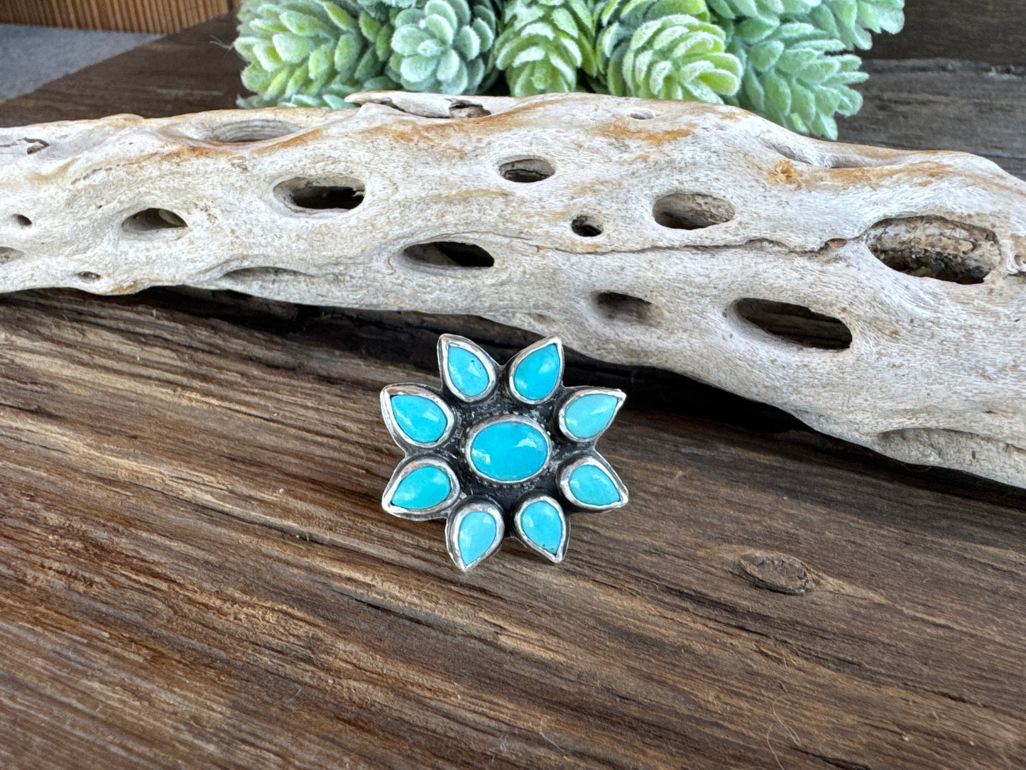 Kingman Turquoise Cluster Ring