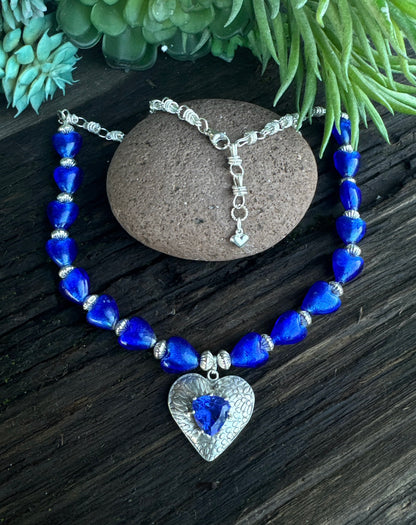Tanzanite Sterling Silver Heart Necklace