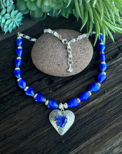 Load image into Gallery viewer, Tanzanite Sterling Silver Heart Necklace
