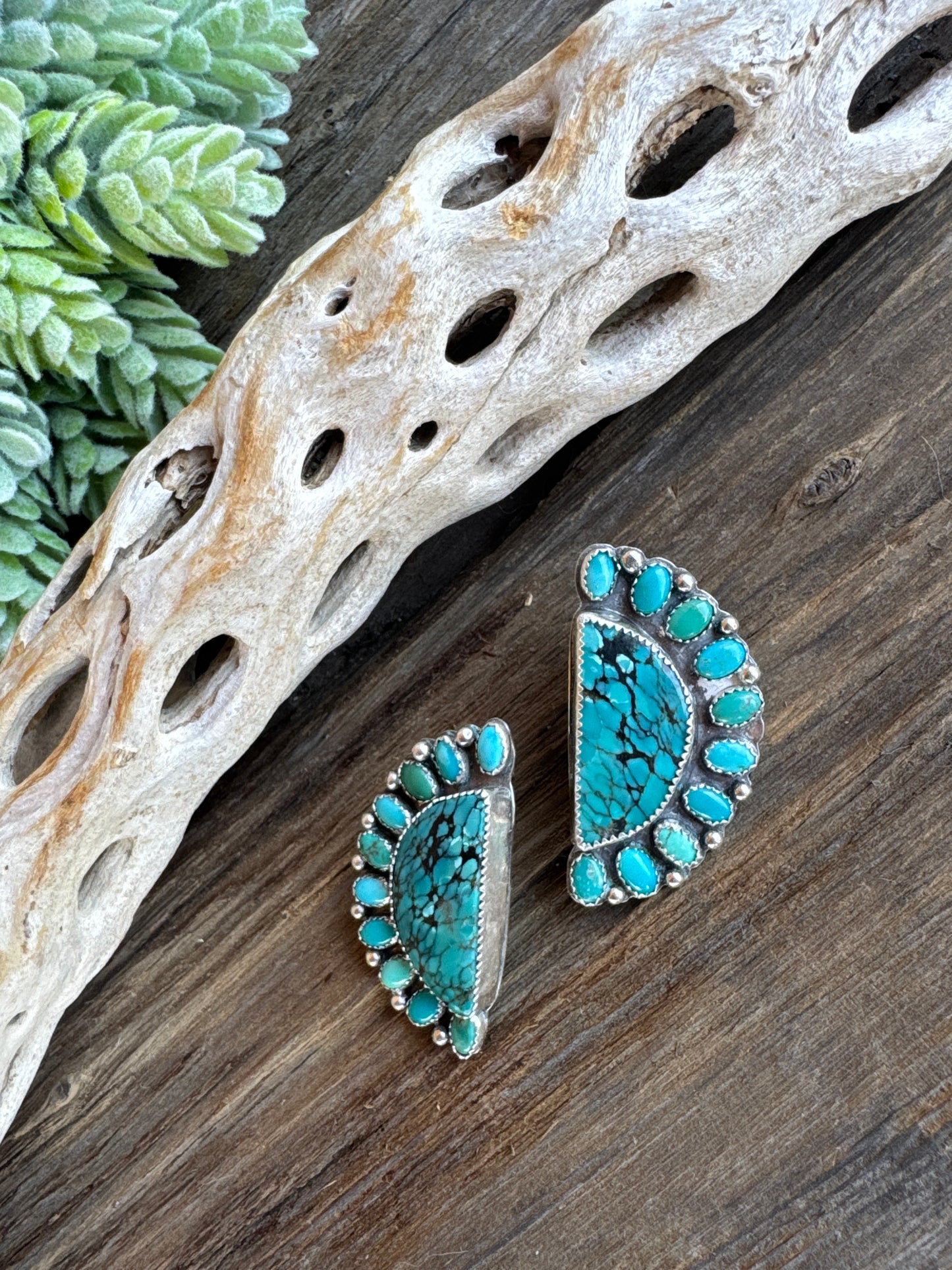 Large Kingman Turquoise Cluster Post Earrings