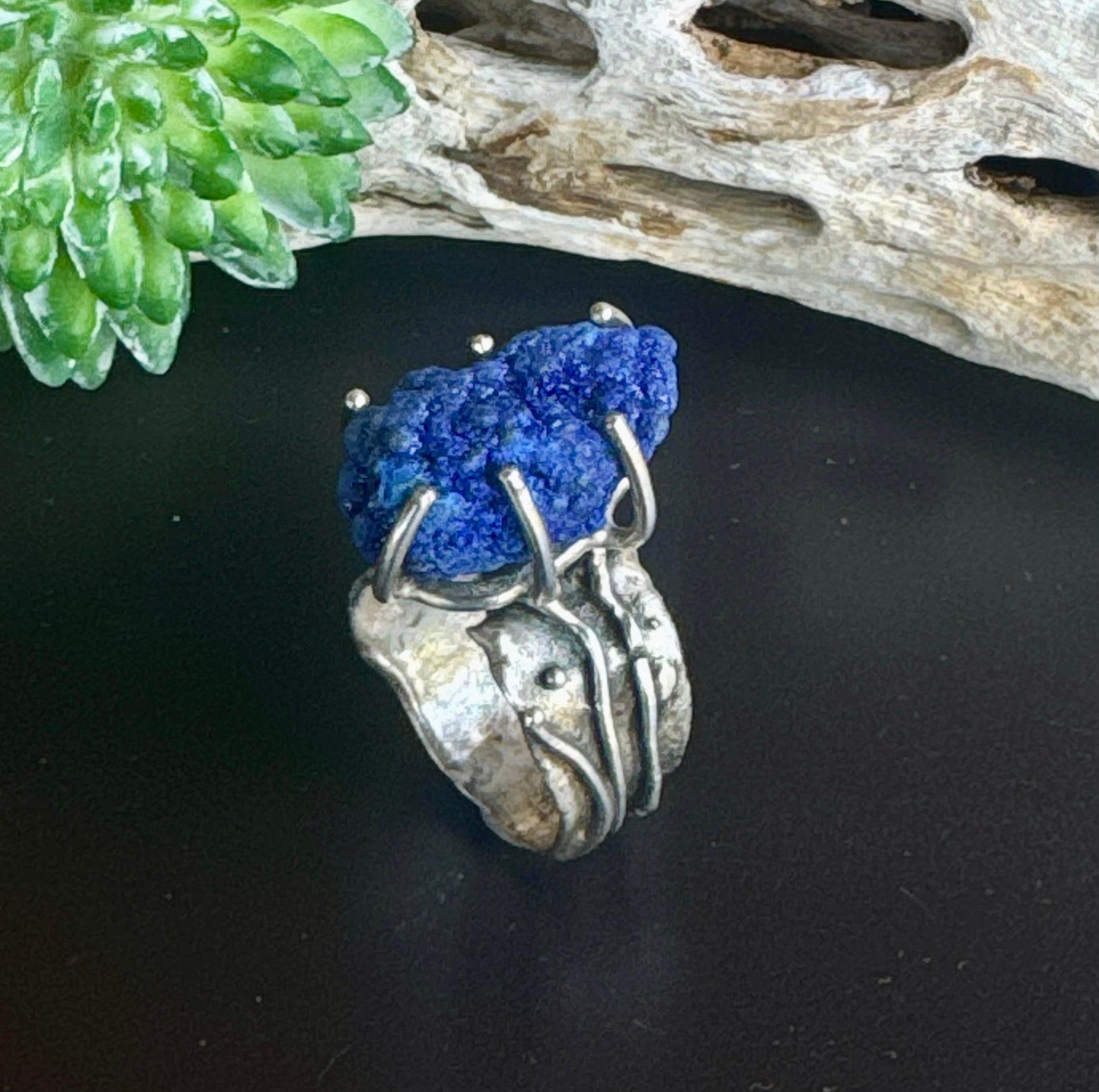 Raw Blue Azurite Statement Ring – Embezzled Metals
