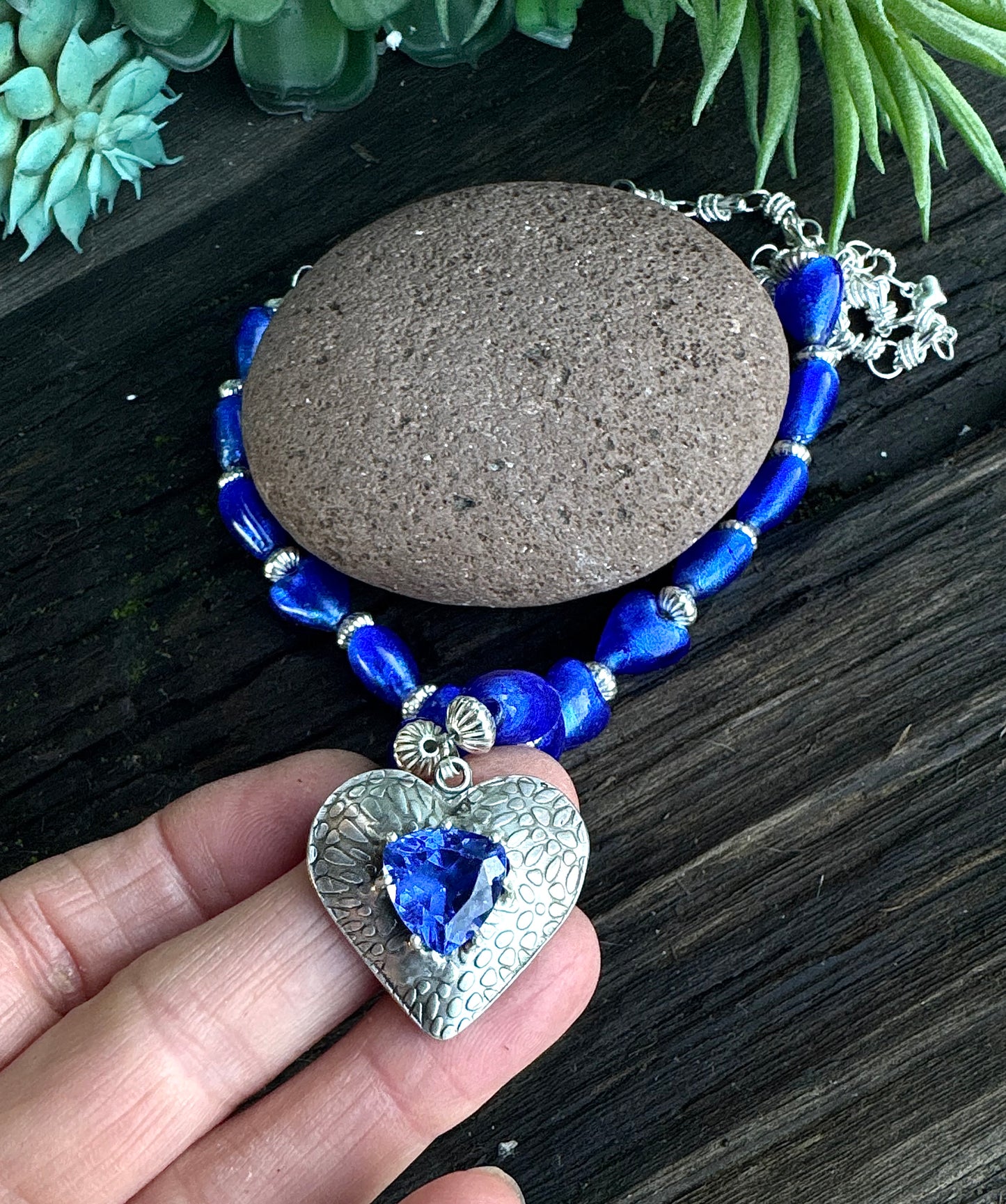 Tanzanite Sterling Silver Heart Necklace