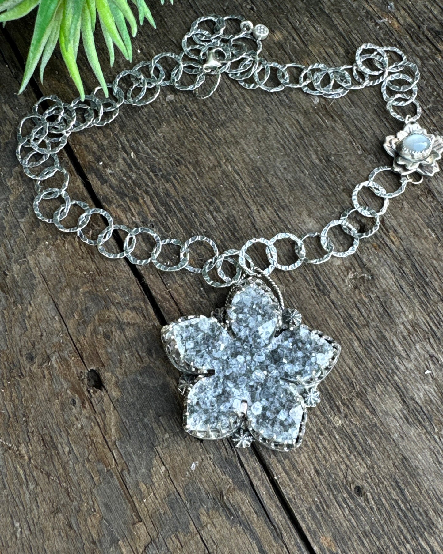 Amethyst Druzy Flower Necklace