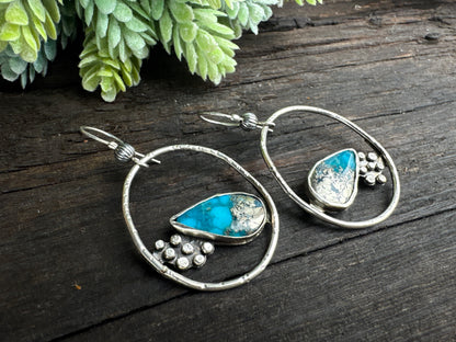 Turquoise And Sterling Pebble Earrings