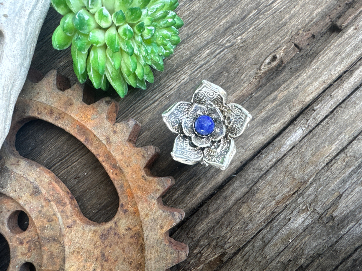 Sterling Silver & Lapis Flower Power Ring