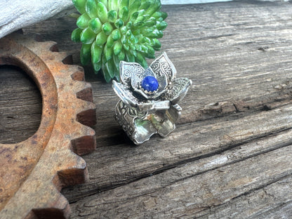Sterling Silver & Lapis Flower Power Ring