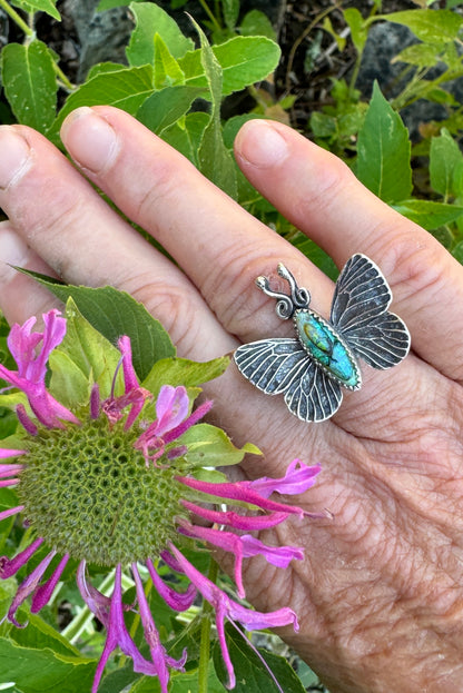 Sterling Opal Butterfly Ring