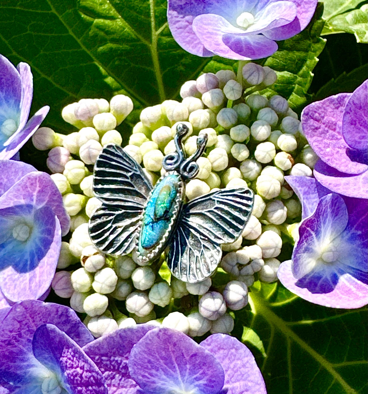Sterling Opal Butterfly Ring