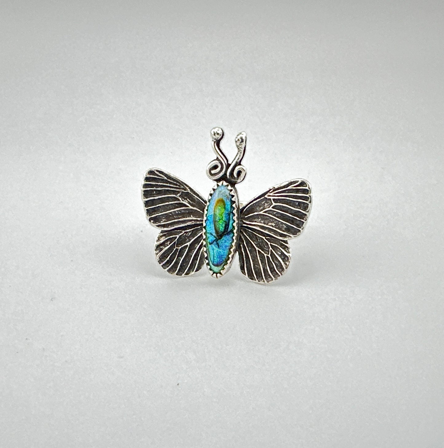 Sterling Opal Butterfly Ring