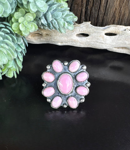 Queen Conch Shell Pink Cluster Ring