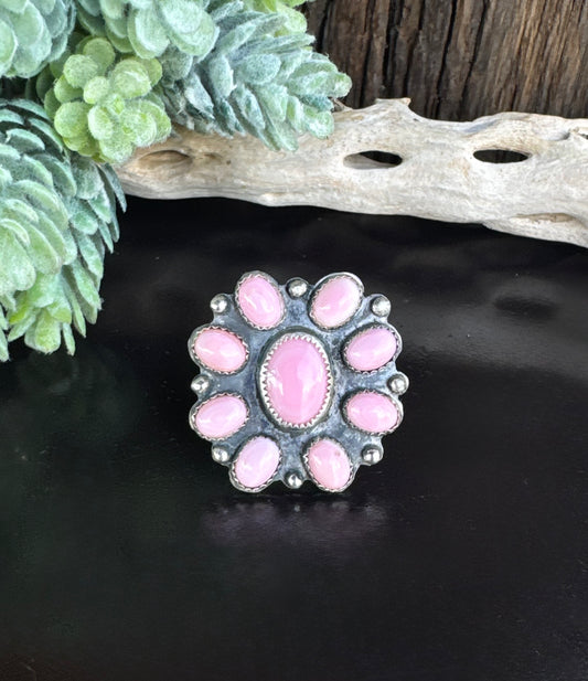 Queen Conch Shell Pink Cluster Ring