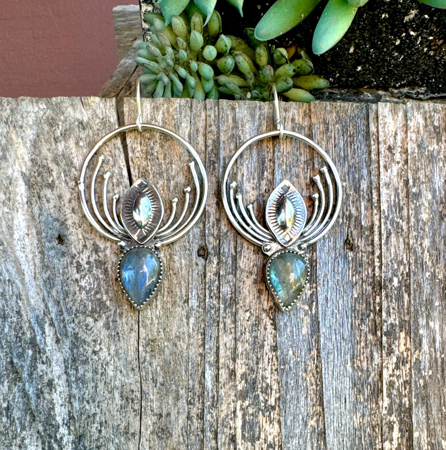 Labradorite And Sterling Pinnacle Earrings