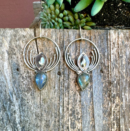 Labradorite And Sterling Pinnacle Earrings