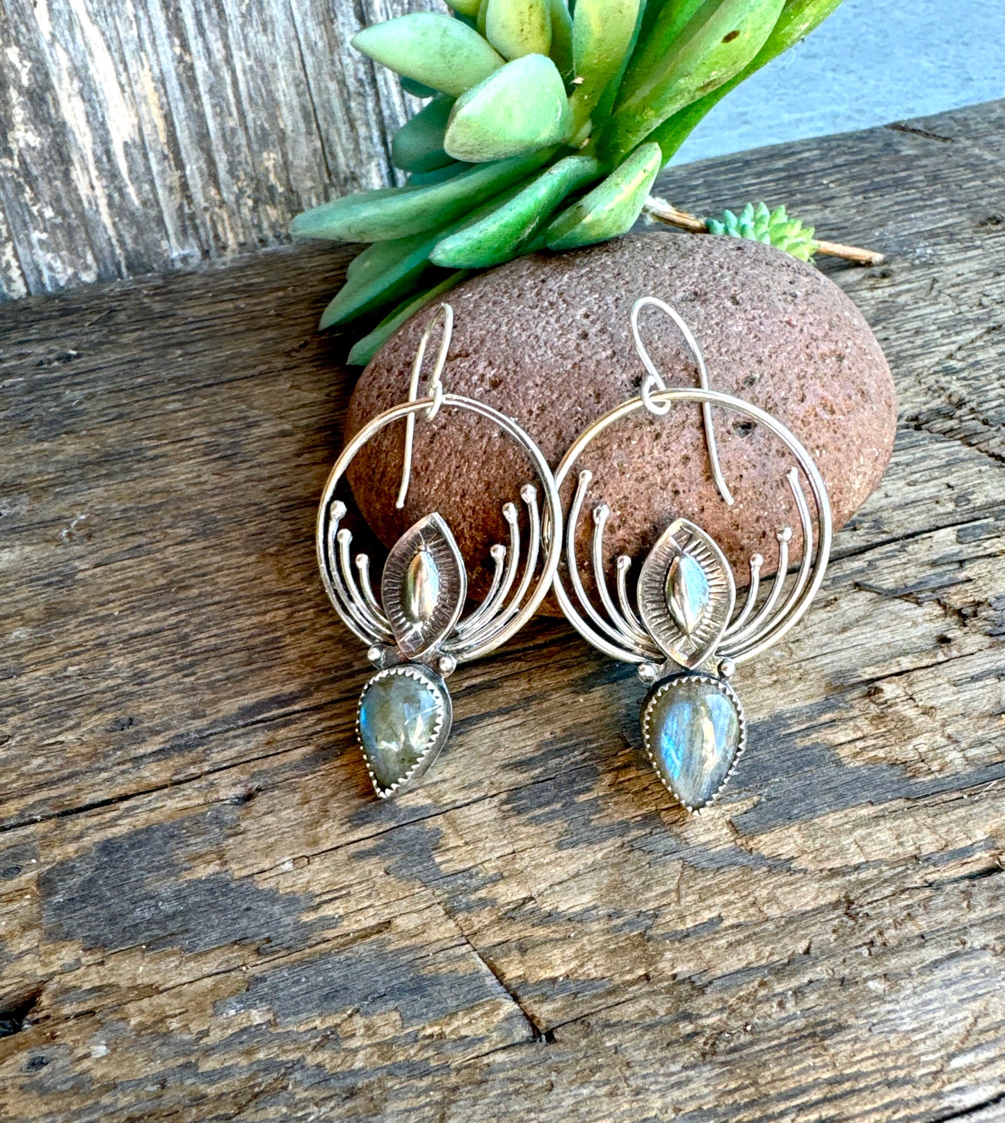 Labradorite And Sterling Pinnacle Earrings