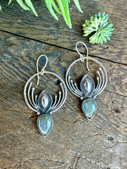 Labradorite And Sterling Pinnacle Earrings