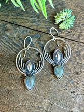 Load image into Gallery viewer, Labradorite And Sterling Pinnacle Earrings
