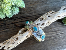 Load image into Gallery viewer, Kingman Turquoise 5 Stone Petroglyph Cuff
