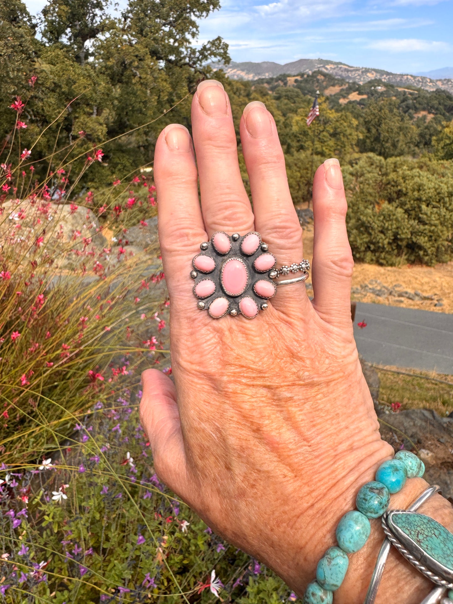 Queen Conch Shell Pink Cluster Ring