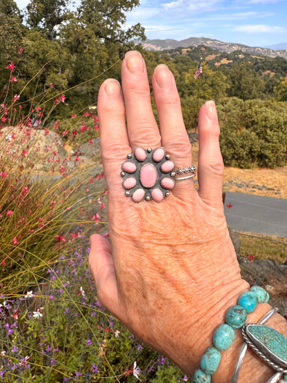 Queen Conch Shell Pink Cluster Ring